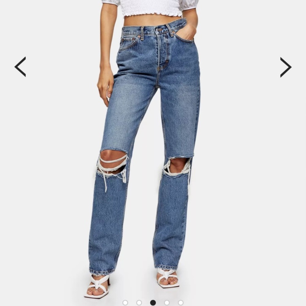 TOPSHOP Dad High Waisted Ripped Jeans